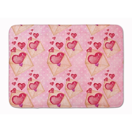 Carolines Treasures Watercolor Pink Love Letter Machine Washable Memory Foam Mat BB7568RUG